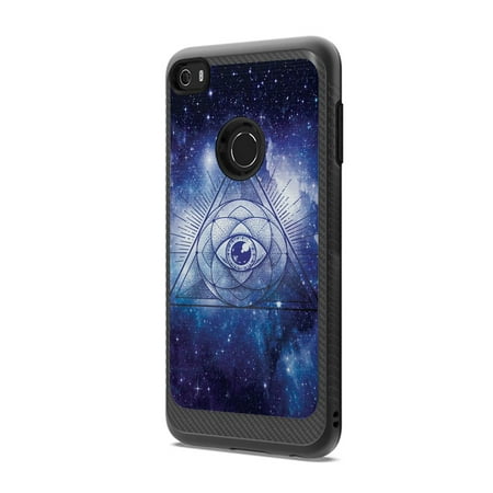 Capsule Case Compatible with Alcatel Idol 5 Alcatel Nitro 5 [Drop Protection Shock Proof Carbon Fiber Black Case Defender Design Strong Armor Shield Phone Cover] - (The Eye)