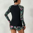 thumbnail image 6 of Women Sexy Long Sleeve Surf Wear Sunscreen One-Pice Bandage Leaf Print Slimming Swimwear Ladies Sexy Bathing Suit Female Attractive Swim Dress Bikini Beachwear Underwire Swimsuit, 6 of 7