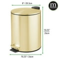 thumbnail image 3 of mDesign Round Metal 1.3 Gallon Step Trash Can - Lid, Removable Liner, Soft Brass, 3 of 7