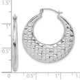 thumbnail image 6 of 10K White Gold Plated Polished Textured Hoop Earrings, 6 of 7