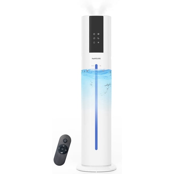 HUMSURE Humidifier Suitable for Large Room, 2.4gal/9L Bedroom Silent Humidifier, 3-Speed Ultrasonic Cool Mist Humidifier, Timer, Aromatherapy Cotton, Remote Control, Sleep Mode, White