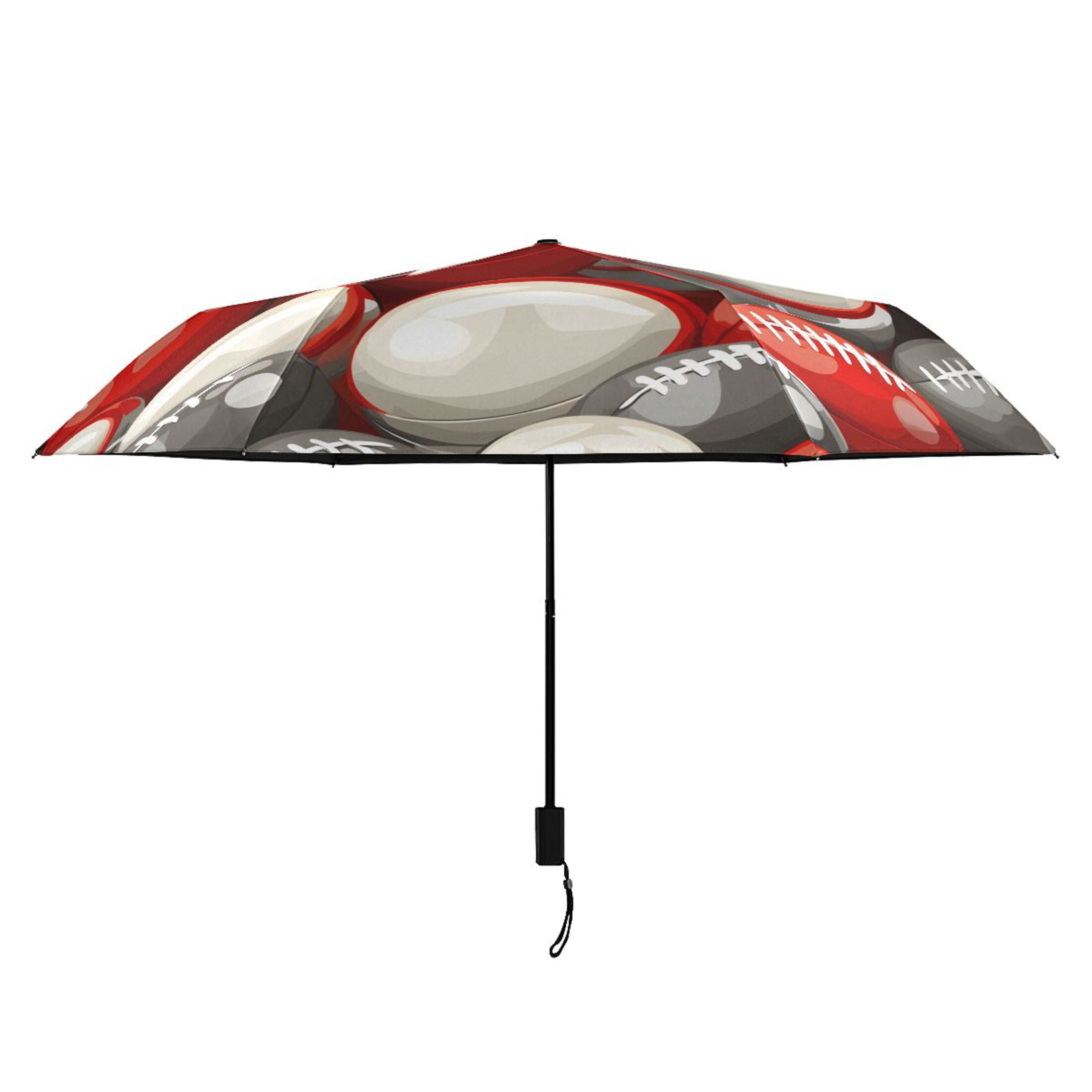 ALAZA Football Rugby Balls UPF 50+ Compact Folding Umbrella for Rain Travel Umbrella Packable