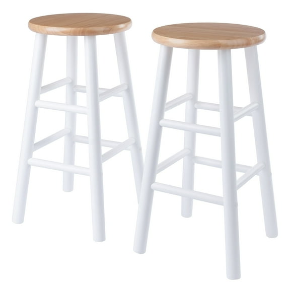 Ergode Huxton 2-Pc Counter Stools, 24", Natural & White