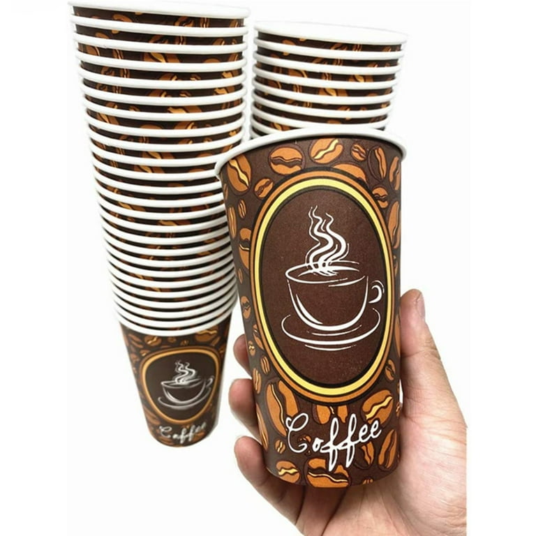 100 Count High Quality Disposable Paper Hot Coffee Cups, Perfect For Hot Drinks Tea & Coffee, Coffee Shops And Bars (16oz)