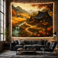 thumbnail image 6 of Autumn Village with Pumpkins and Stream, Serene Rustic for Home Decor Lovers, Landscape Wall Art Design, Thanksgiving Hostess Gift, Tapestry Wall Hanging for Bedroom and Living Room, 6 of 7