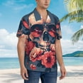 thumbnail image 2 of Cauagu Skull With Roses And Sunglasses Print Hawaiian Shirt for Men,Casual Short Sleeve Button Down Shirts Summer Beach Men's Regular-Fit Short-Sleeve Print Shirt -XX-Large, 2 of 6
