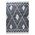 thumbnail image 3 of Diamond Lattice Plush Polypropylene Indoor Shag Area Rug with Fringe - 8' x 10’, Cream-Black, 3 of 10