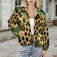 thumbnail image 3 of Jackets for Women Winter Coat Jackets Flannel Stand Collar Jacket(Glitter Leopard Camo Print,Size:S-4XL), 3 of 7
