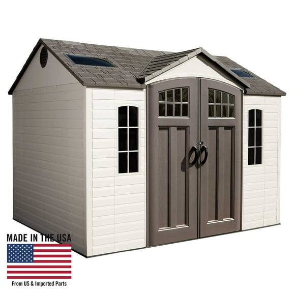 Lifetime Lockable DIY Polyethylene Storage Shed, 10' x 8', 71.25 sq. ft., Tan & Brown (60178)