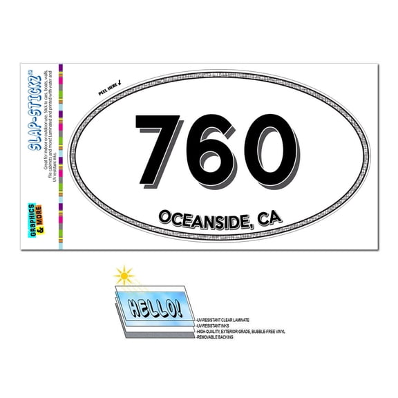 760 - Oceanside, CA - California - Oval Area Code Sticker