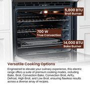 Rangaire RRG303GS 30 Glass Touch Gas Range Oven - Stainless Steel, Sealed Burners, True Convection, Self Cleaning, Easy Reach Racks