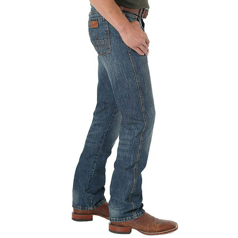 Wrangler Mens Denim Dirt Wash Straight Leg Jeans