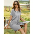 thumbnail image 3 of Ekouaer Women Zipper Front House Coat Short Sleeves Robe Zip Up Bathrobes Short Nightgown with Pockets, 3 of 6