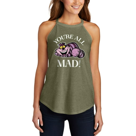 Alice In Wonderland - You're All Mad - Juniors High Neck Tank Top