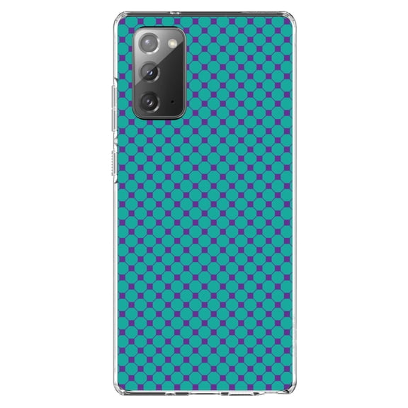 DistinctInk Clear Shockproof Hybrid Case for Galaxy Note 20 ULTRA (6.9" Screen) - TPU Bumper, Acrylic Back, Tempered Glass Screen Protector - Teal Purple Checkered Pattern - Geometric Pattern