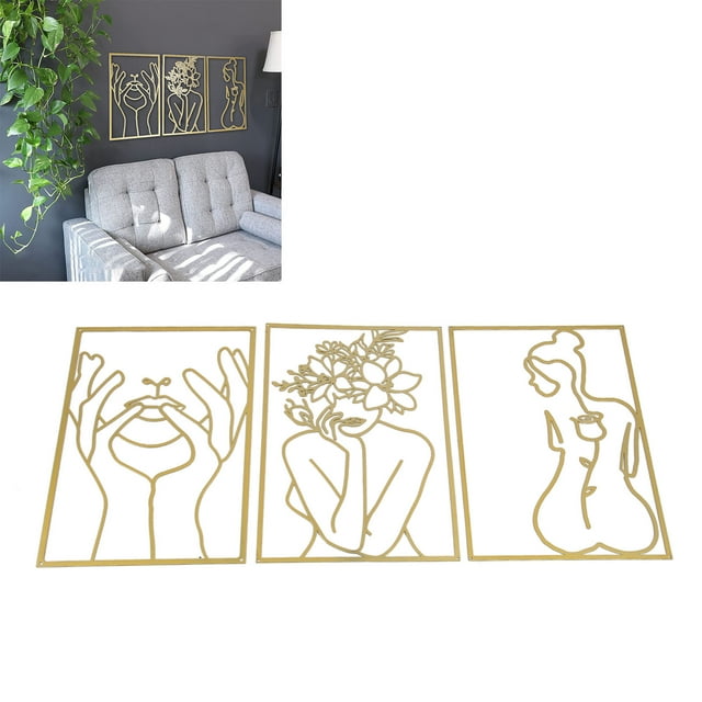 Minimalist Female Line Drawing Wall Decor With 3D Effect, Modern Abstract Iron Art For Bedroom Kitchen Bathroom