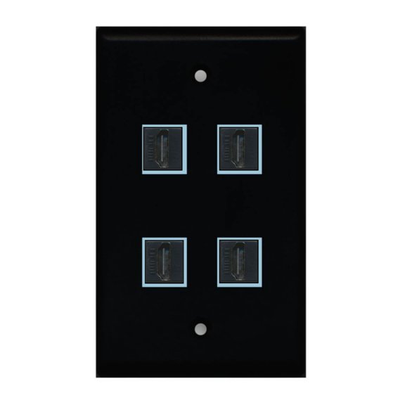Ultra Spec Cables 4 Port Custom Keystone Wall Plate Solid Black
