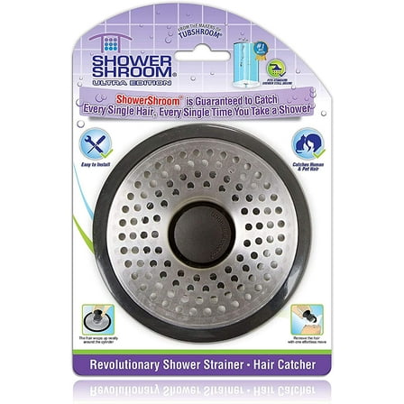 ShowerShroom Ultra Edition Brushed Stainless Steel Drain Protector, 1 Pack