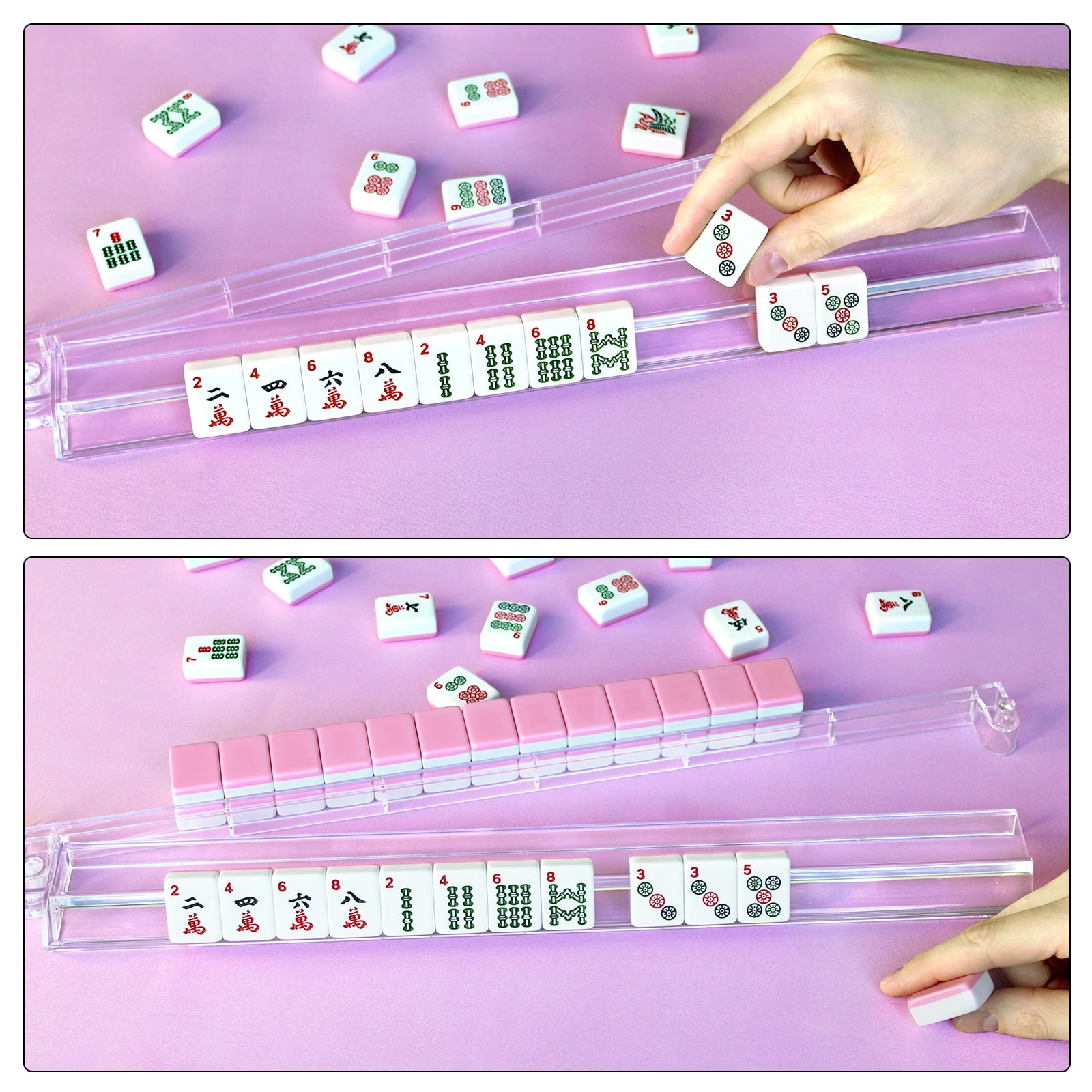 Complete American Mahjong Game Set: 166 Pink Tiles (1.2" Thick), 3 Dice & Blue PVC Carrying Bag - Perfect for Game Nights and Gifts