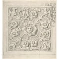thumbnail image 2 of Thomas Hardwick 15x16 Black Ornate Wood Framed Double Matted Museum Art Print Titled - Classical Molding with Human Head at the Center Surrounded by Leaves and Vines (1776-79), 2 of 5