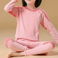 thumbnail image 2 of Sinleey Kids Boys Girls Thermal Underwear Set Long Sleeve Base Layer Top with Bottoms Fall Winter Pink 100, 2 of 4