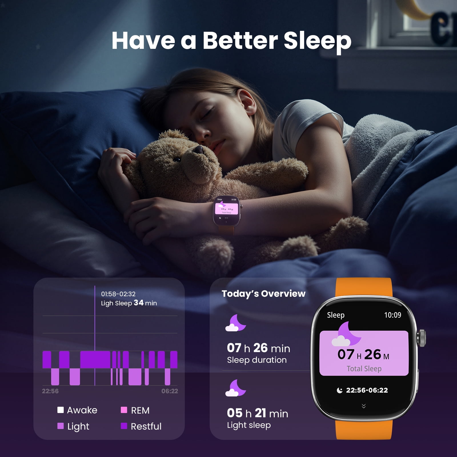 WeariQ Kids Smart Watch with 5 Color Straps,1.75" Large Screen, Bluetooth Calling 123 Sports Modes IP68 Waterproof,Fitness Tracker with Heart Rate Monitor All-in-One Gift for Active Kids