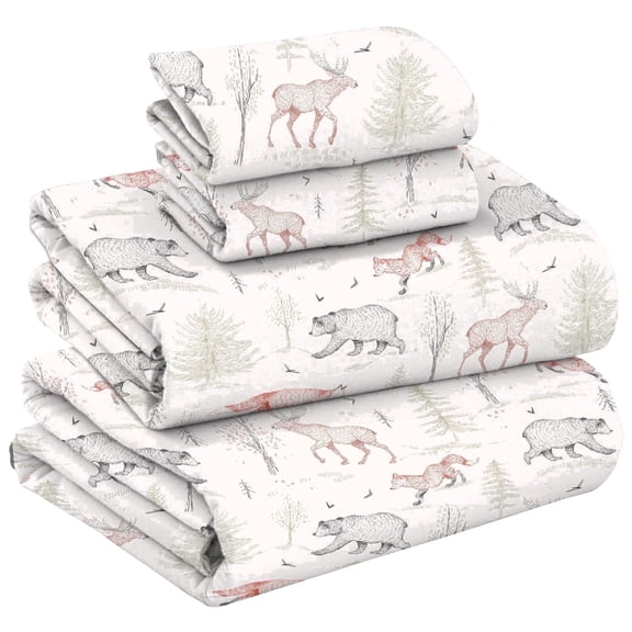 RUVANTI 100% Cotton Flannel Sheets King 4 Pcs Wildwood Tapestry
