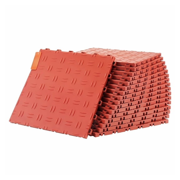 Garage Tiles Interlocking 12x12, 25 Pack - Non-Slip Garage Flooring Tiles for Garages, Basements & Repair Shops - Durable 0.53 Inch Thick Red Floor Covering