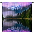 thumbnail image 2 of Landscape Curtains Rod Pocket Blackout Room Darkening Curtains with Forest Lake Snow Mountain Scenery Print Pattern Nature Theme Window Drapes for Bedroom Living Room 2 Panels 52 x 84 Inch, 2 of 6