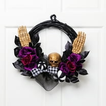 Northlight Skeleton with Glittered Roses Artificial Halloween Twig Wreath - 22" - Unlit
