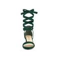 thumbnail image 6 of BLISSFUL STEP Women's Shoes Lace up Open Toe Low Heel Block Heel Sandals Green 6.5, 6 of 8