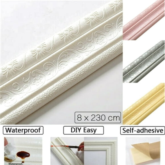 Baseboard Border Wall Decor PVC Removable Wallpaper Border Waterproof Wallpaper Border Pattern Baseboard Border 3D Self-adhesive Wallpaper Border