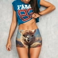 thumbnail image 3 of Balery Fluffy Alpaca Mountain Meadow Pantalones cortos de entrenamiento estampados para mujer, sin costuras, ajustados, para gimnasio, yoga, correr, deportes, ejercicio activo, fitness.-X-Large, 3 of 8