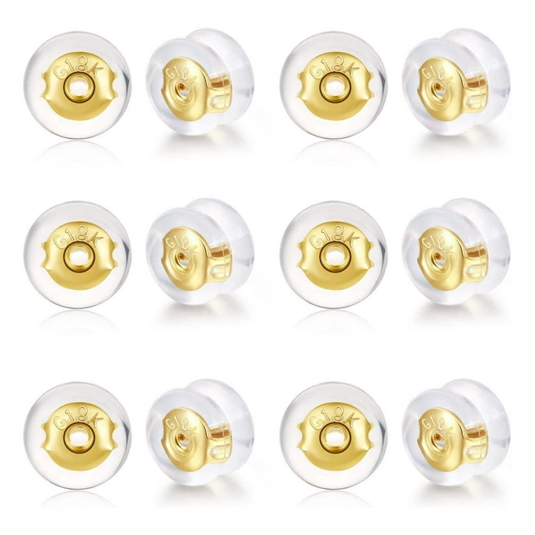 12X Locking Secure Earring Backs For Studs, Silicone Backs Earring Gold  R6U5 