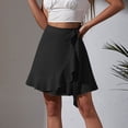 thumbnail image 7 of Qulqfy Womens Summer Mini Pleated Skirts Wrap Ruffle Flowy Boho Drawstring High Waisted Black Skirt M, 7 of 7