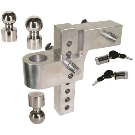 Silver Ball Drop - Uriah Products Adjustable Aluminum Hitch Mount HD with 8 Inch Rise and Drop