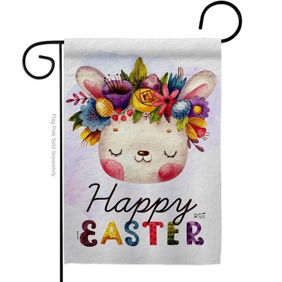 Angeleno Heritage G135443-BO Happy Bunny Springtime Easter Double-Sided Decorative Garden Flag, Multi Color
