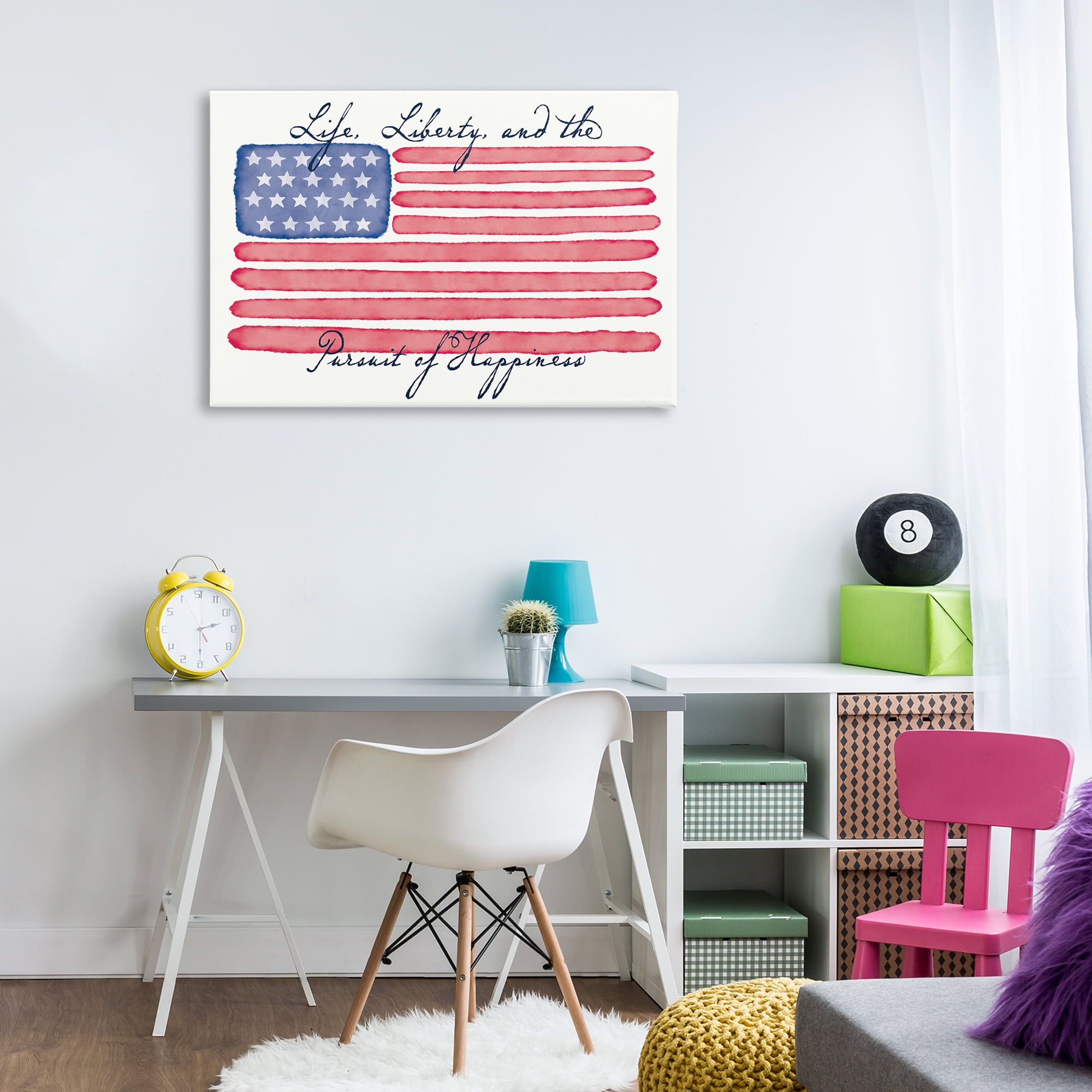 Stupell Industries All American Patriotic Phrase Patriotic Painting Wrapped Canvas Art Print Wall Art, 36 x 24