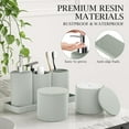 thumbnail image 5 of 6-Piece Green Bathroom Set - Mesh Textured Resin Bathroom Accessories Set with Soap Dispenser, Toothbrush Holder, Cup, Vanity Tray & Apothecary Jars for Small Spaces, 5 of 16