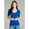 thumbnail image 4 of Essential Basic Women's Cotton Blend V Neck Tee Shirt Half Sleeves - Royal, L, 4 of 6