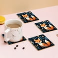 thumbnail image 4 of Coasters for Drinks Bar Beer,Set of 4 ,Square Wooden Housewarming Gift,Cute Fox In The Forest Surrounded By Flowers And Plants, 4 of 6