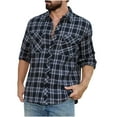 thumbnail image 2 of Handshe Men's Retro Plaid Long Sleeve Shirt, Button-Down Collar with Chest Pocket, Casual Vintage Style for Outdoor Camping and Daily Wear,Plus Size, 2 of 9