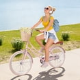 thumbnail image 3 of POVANLI 24" Girls Bike Single Speed Lady's Hybird Bicycle for Ages 7-11 Years with Basket Light Pink, 3 of 10