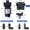 thumbnail image 3 of Ourlova Water Diaphragm Pump Rv Pump Fresh Water Pump 110V 3.5GPM Pressure Adjustable Self Priming Sprayer Pump with Pressure Switch for Boat Water Purifier Solar Water System, 3 of 7