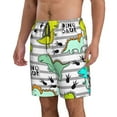 thumbnail image 2 of Bixox Men's Funny Dinosaurs on Stripes printing Casual Classic Fit Short Summer Beach Shorts, 2 of 6