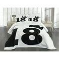 thumbnail image 3 of Ambesonne Cartoon Quilted Bedspread Set 3 Pcs, Jersey Seem Bold 18, Queen Size, Black and White, 3 of 5