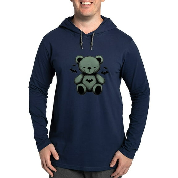 CafePress - Batty Bear Green Long Sleeve T Shirt - Mens Hooded Shirt