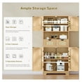 thumbnail image 5 of Tall Storage Cabinet with 2 Drawers & Adjustable Shelves, Rattan Cabinet, Kitchen Storage Cabinet, Pantry Cabinet with 4 Doors, Tall Cabinet for Living Room, Kitchen, Home Office, Natural, 5 of 8