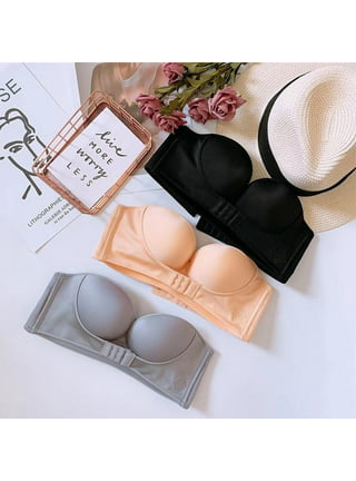 Women Thick Padded Strapless Push up Bra Lift Invisible Brassiere With  Adjustable Shouder Front Closure Bras(for cup A-C ) 