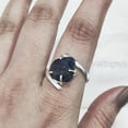 thumbnail image 4 of Blue Sapphire Ring, Rough Blue Sapphire Ring, September Birthstone, Cross Prong Ring, 925 Sterling Silver, Womens Ring, Christmas, Thanksgiving, Handmade, Statement Jewelry, Rough Gemstone Jewelry, 4 of 5
